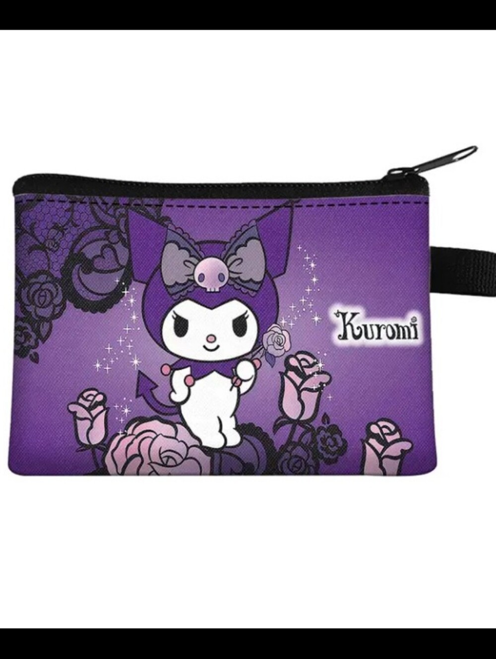 Kuromi Sanrio Coin Purse | Black & Purple w/ Roses | Hello Kitty Friends | New